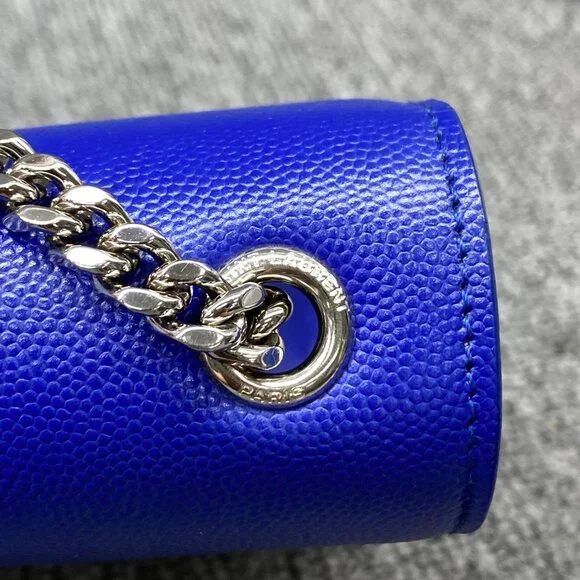 100% Authentic Saint Laurent Kate Blue Leather Shoulder Bag - Picture 4 of 14